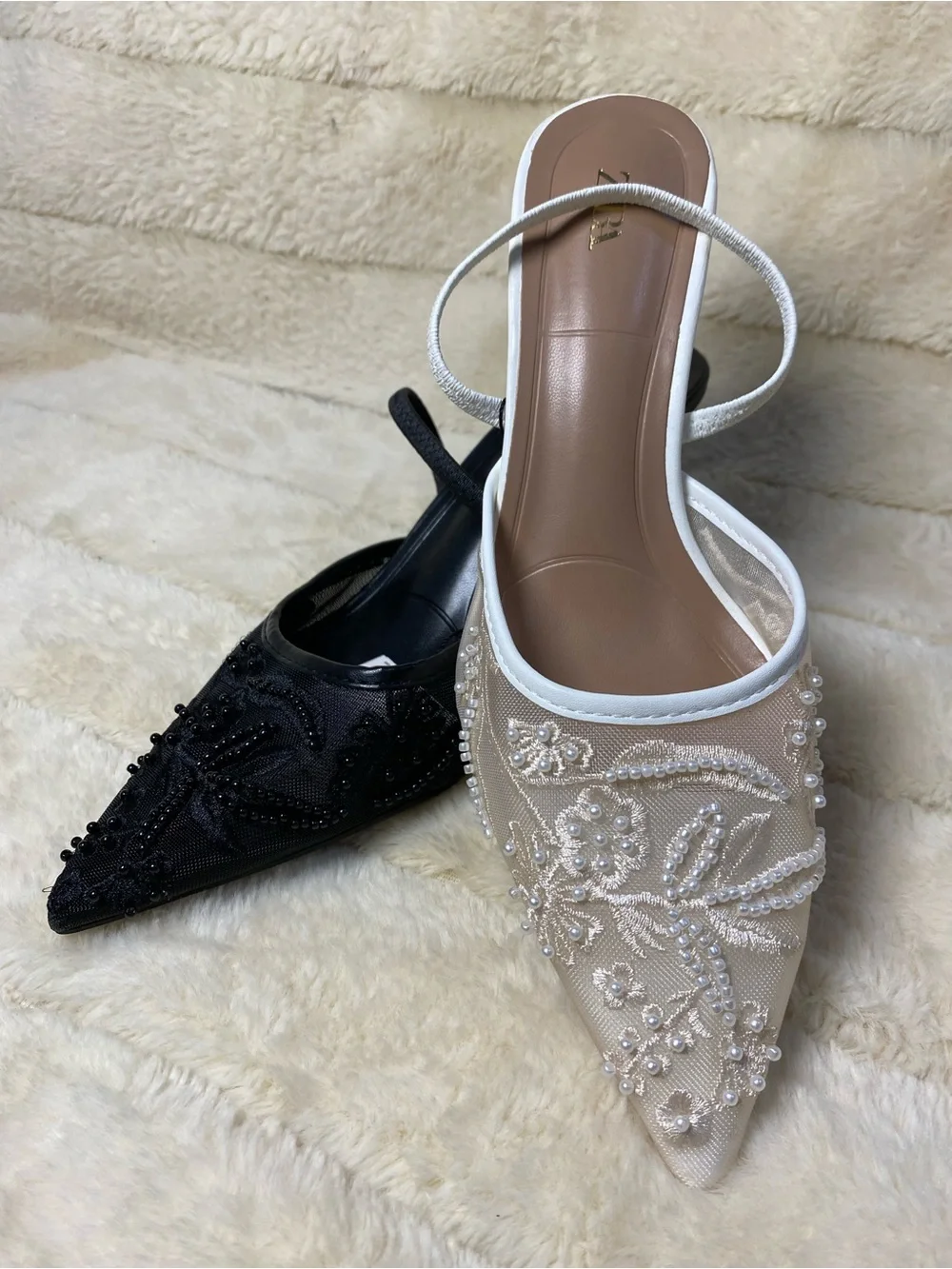 Elegant Women's Embroidered Pointed-Toe Slingback Heels